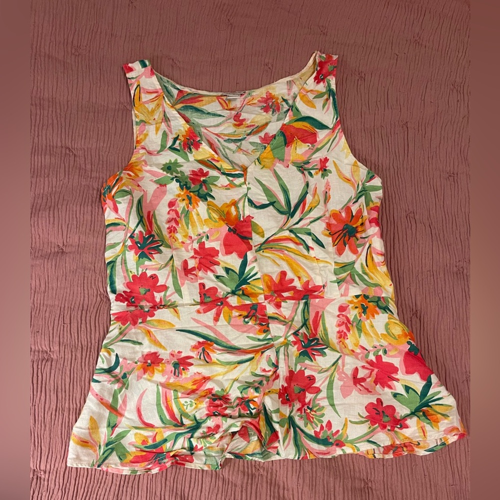 J Crew Floral Sleeveless Blouse